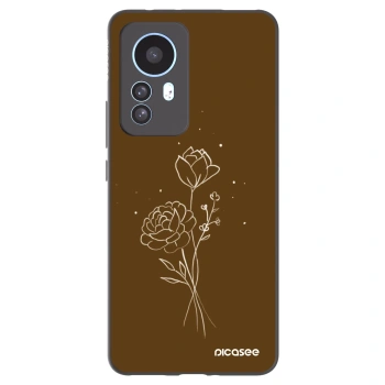 Picasee Xiaomi 12T Hülle - Schwarzes Silikon - Brown flowers