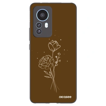 Picasee Xiaomi 12T Pro Hülle - Schwarzes Silikon - Brown flowers