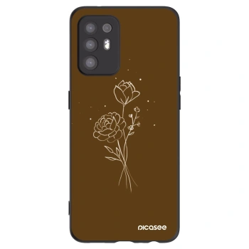 Picasee OPPO A94 5G Hülle - Schwarzes Silikon - Brown flowers