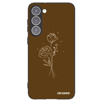 Picasee Samsung Galaxy S23+ 5G Hülle - Schwarzes Silikon - Brown flowers