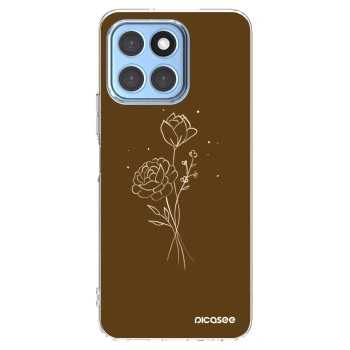 Picasee Honor X8 5G Hülle - Transparentes Silikon - Brown flowers
