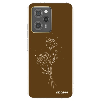 Picasee Xiaomi Poco X5 Pro Hülle - Schwarzes Silikon - Brown flowers