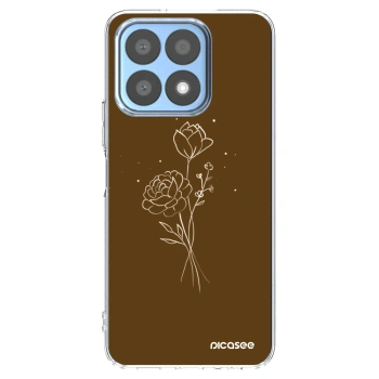 Picasee Honor X8a Hülle - Transparentes Silikon - Brown flowers