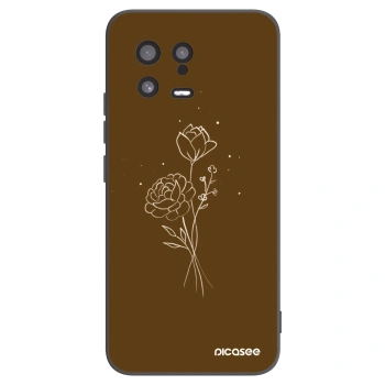 Picasee Xiaomi 13 Hülle - Schwarzes Silikon - Brown flowers