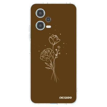 Picasee Xiaomi Redmi Note 12 5G Hülle - Transparentes Silikon - Brown flowers