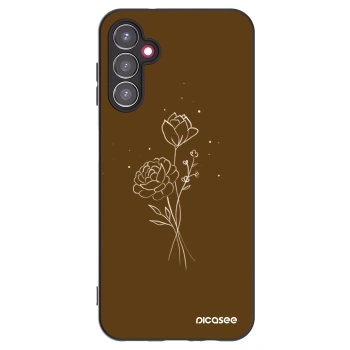Picasee Samsung Galaxy A14 5G A146P Hülle - Schwarzes Silikon - Brown flowers