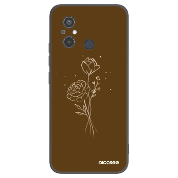 Picasee Xiaomi Redmi 12C Hülle - Schwarzes Silikon - Brown flowers