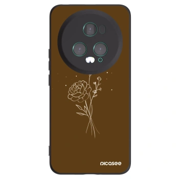 Picasee Honor Magic5 Pro Hülle - Schwarzes Silikon - Brown flowers