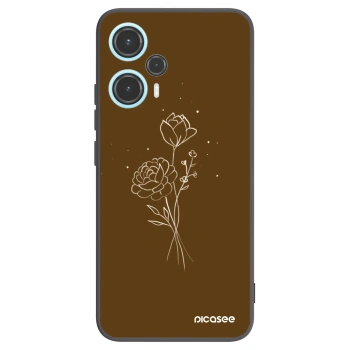 Picasee Xiaomi Poco F5 Hülle - Schwarzes Silikon - Brown flowers