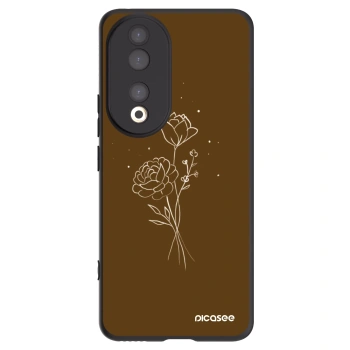 Picasee Honor 90 5G Hülle - Schwarzes Silikon - Brown flowers