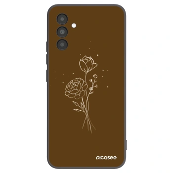 Picasee Samsung Galaxy A04s A047F Hülle - Schwarzes Silikon - Brown flowers
