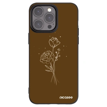 Picasee Apple iPhone 15 Pro Max Hülle - Schwarzes Silikon - Brown flowers
