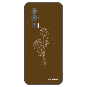 Picasee Xiaomi Poco F5 Pro 5G Hülle - Schwarzes Silikon - Brown flowers