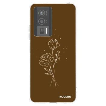 Picasee Xiaomi Poco F5 Pro 5G Hülle - Transparentes Silikon - Brown flowers