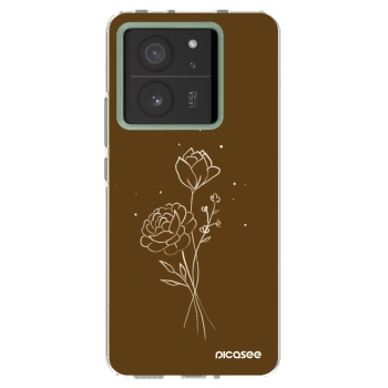 Picasee Xiaomi 13T Pro Hülle - Transparentes Silikon - Brown flowers