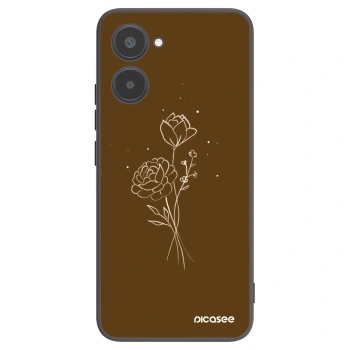 Picasee Realme 10 4G Hülle - Schwarzes Silikon - Brown flowers