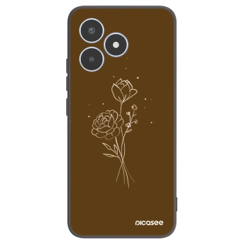Picasee Realme C53 Hülle - Schwarzes Silikon - Brown flowers