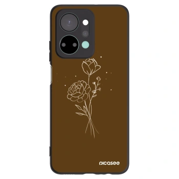 Picasee Honor X7a Hülle - Schwarzes Silikon - Brown flowers