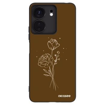Picasee Xiaomi Redmi 13C 4G Hülle - Schwarzes Silikon - Brown flowers