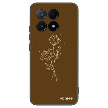 Picasee Xiaomi Poco X6 Pro Hülle - Schwarzes Silikon - Brown flowers