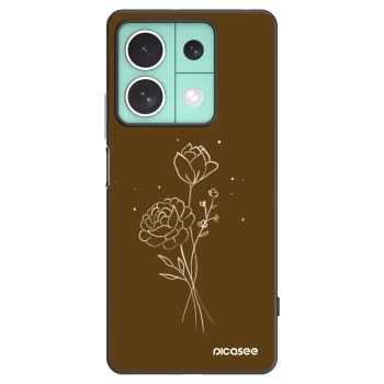 Picasee Xiaomi Redmi Note 13 5G Hülle - Schwarzes Silikon - Brown flowers