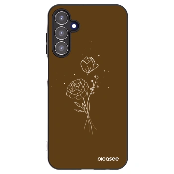 Picasee Samsung Galaxy A15 A156B 5G Hülle - Schwarzes Silikon - Brown flowers