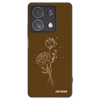 Picasee Xiaomi Redmi Note 13 Pro 4G Hülle - Schwarzes Silikon - Brown flowers