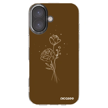 Picasee Apple iPhone 16 Hülle - Transparentes Silikon - Brown flowers