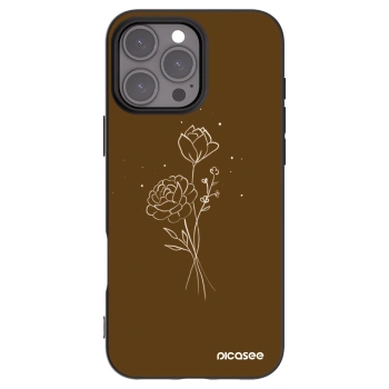 Picasee Apple iPhone 16 Pro Max Hülle - Schwarzes Silikon - Brown flowers