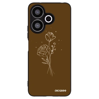 Picasee Xiaomi Redmi 13 4G Hülle - Schwarzes Silikon - Brown flowers