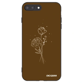 Picasee Apple iPhone 7 Plus Hülle - Schwarzes Silikon - Brown flowers