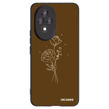 Picasee Honor 200 5G Hülle - Schwarzes Silikon - Brown flowers
