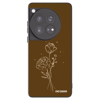 Picasee OnePlus 12 5G Hülle - Schwarzes Silikon - Brown flowers