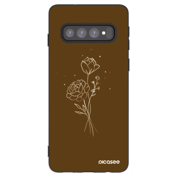 Picasee Samsung Galaxy S10 G973 Hülle - Schwarzes Silikon - Brown flowers
