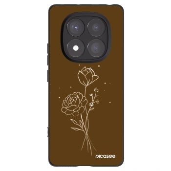 Picasee Xiaomi Redmi Note 14 Pro 5G Hülle - Schwarzes Silikon - Brown flowers