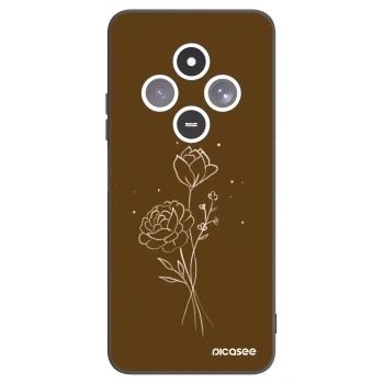 Picasee Xiaomi Redmi 14C Hülle - Schwarzes Silikon - Brown flowers