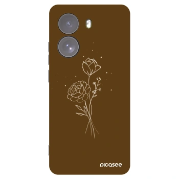 Picasee Xiaomi Poco X7 Hülle - Schwarzes Silikon - Brown flowers