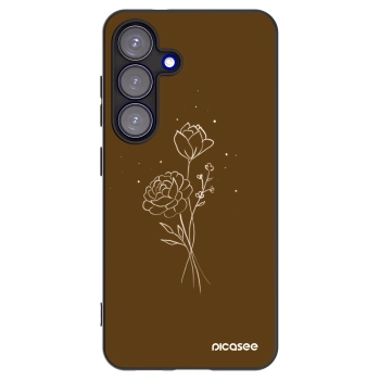 Picasee Samsung Galaxy S25 5G Hülle - Schwarzes Silikon - Brown flowers