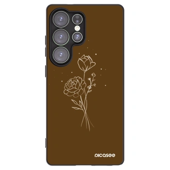 Picasee Samsung Galaxy S25 Ultra 5G Hülle - Schwarzes Silikon - Brown flowers