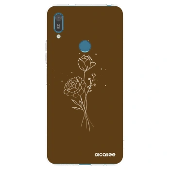 Picasee Huawei Y7 2019 Hülle - Transparentes Silikon - Brown flowers