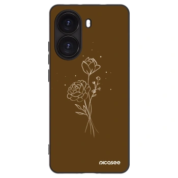 Picasee Xiaomi Poco X7 Pro 5G Hülle - Schwarzes Silikon - Brown flowers