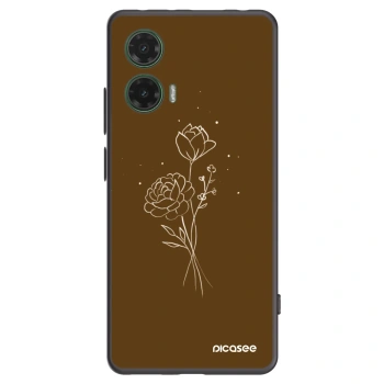 Picasee Motorola Moto G35 5G Hülle - Schwarzes Silikon - Brown flowers