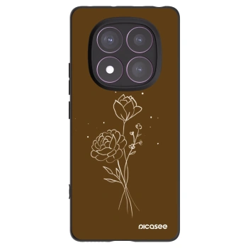 Picasee Xiaomi Redmi Note 14 Pro 4G Hülle - Schwarzes Silikon - Brown flowers