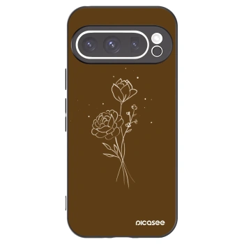 Picasee Google Pixel 9 Pro Hülle - Schwarzes Silikon - Brown flowers