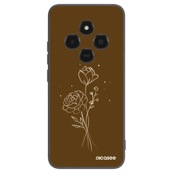 Picasee Xiaomi Poco C75 Hülle - Schwarzes Silikon - Brown flowers