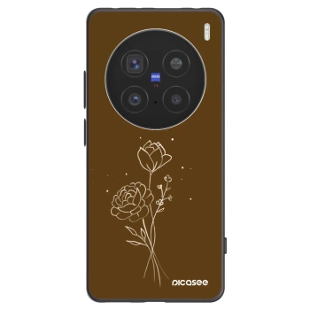 Picasee Vivo X200 Pro Hülle - Schwarzes Silikon - Brown flowers