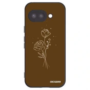 Picasee Google Pixel 9a Hülle - Schwarzes Silikon - Brown flowers