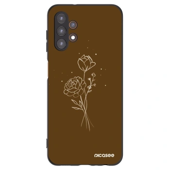 Picasee Samsung Galaxy A13 5G Hülle - Schwarzes Silikon - Brown flowers