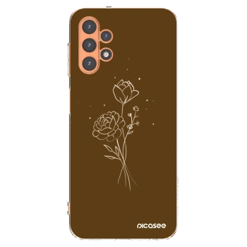 Picasee Samsung Galaxy A13 5G Hülle - Transparentes Silikon - Brown flowers