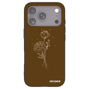 Picasee Apple iPhone 17 Pro Hülle - Schwarzes Silikon - Brown flowers